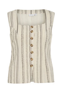 Vila Colete de vestir com estampado &eacute;tnico em algod&atilde;o e linho