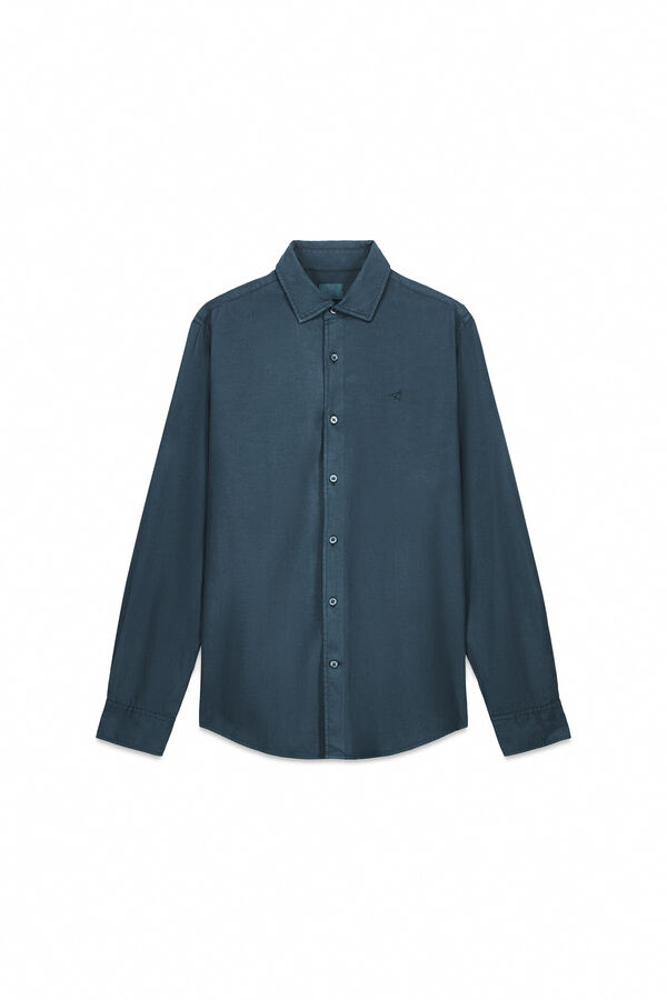 OOTO Camisa twill liso tencel algod&oacute;n Verde oscuro