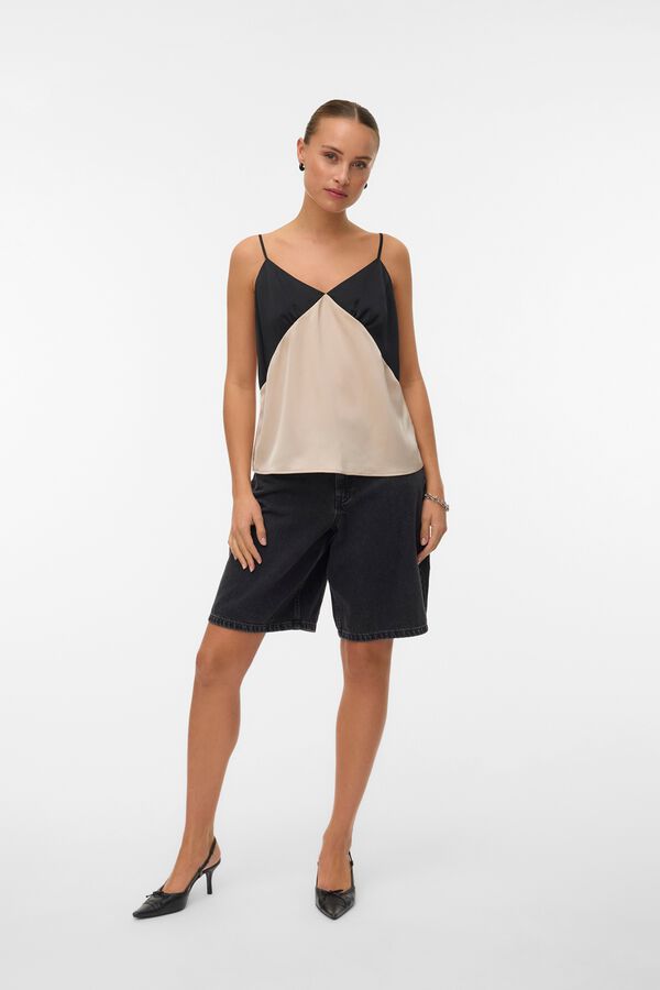 Vero Moda Top satinado de tirantes Negro