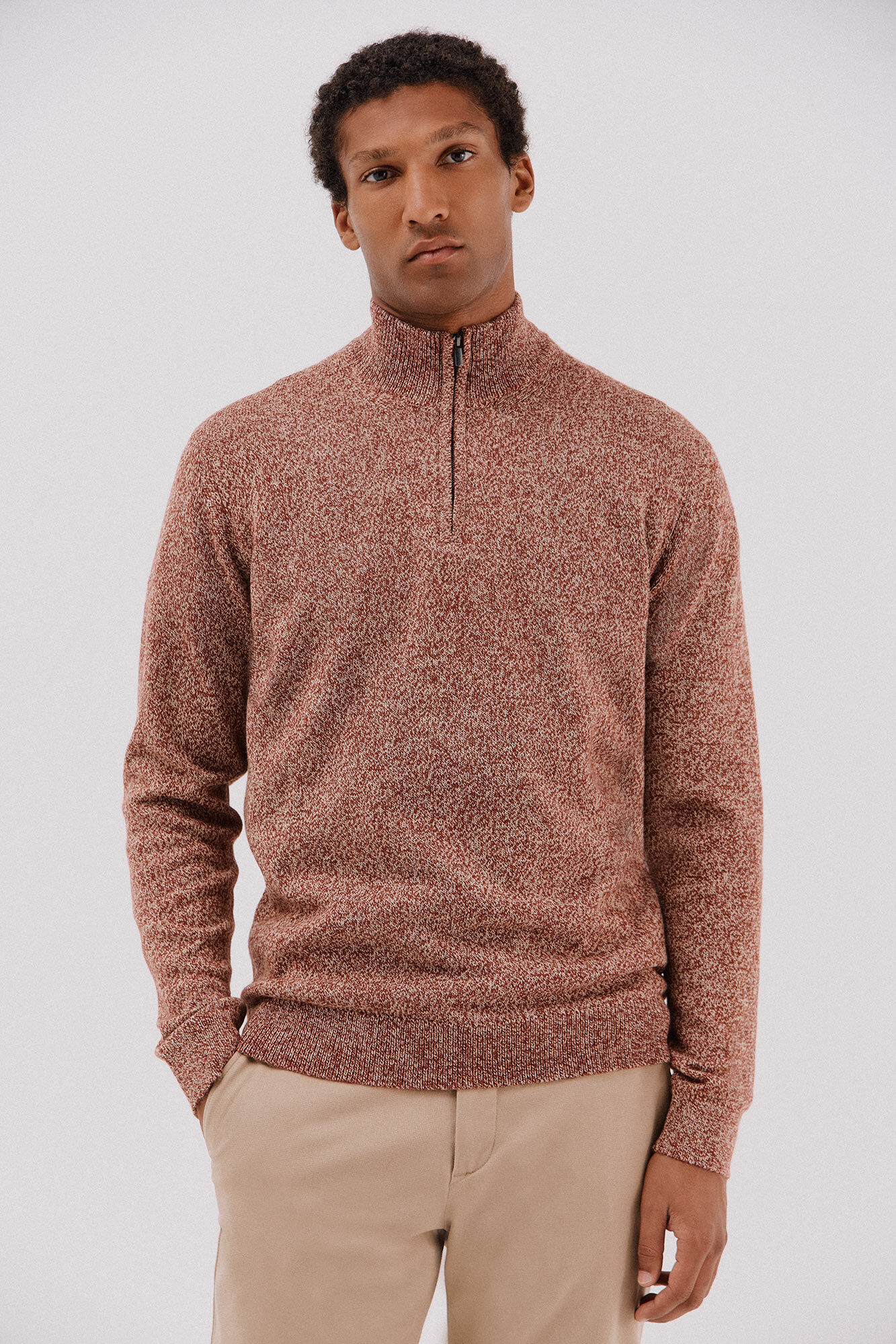 Cortefiel Jersey lana torzal cuello cremallera