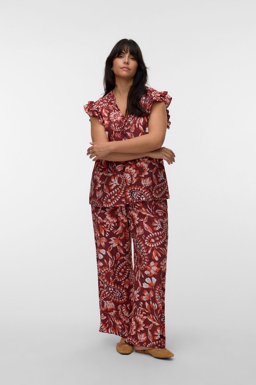 Pantalón largo estampado talla grande