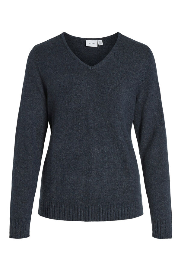 Vila Jersey punto cuello pico Azul