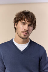 OOTO Washed cotton V-neck jumper Navy