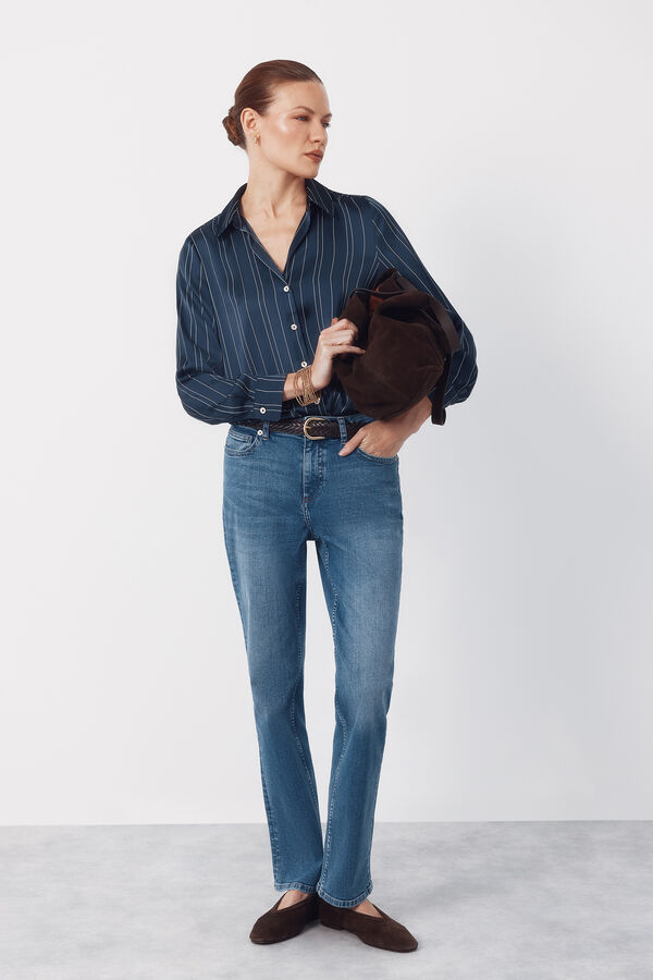 Cortefiel Camisa acetinada Azul