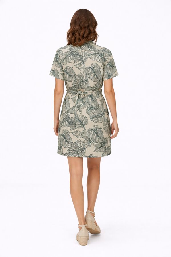 Vila Vestido camisero corto con bordados Beige