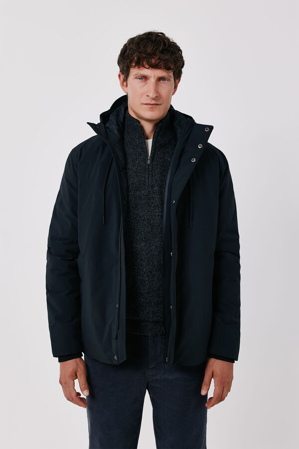 Cortefiel Short hooded parka Black