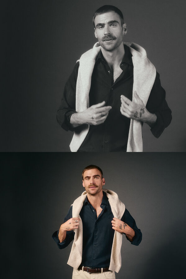 OOTO Camisa twill liso tencel algod&oacute;n Blue