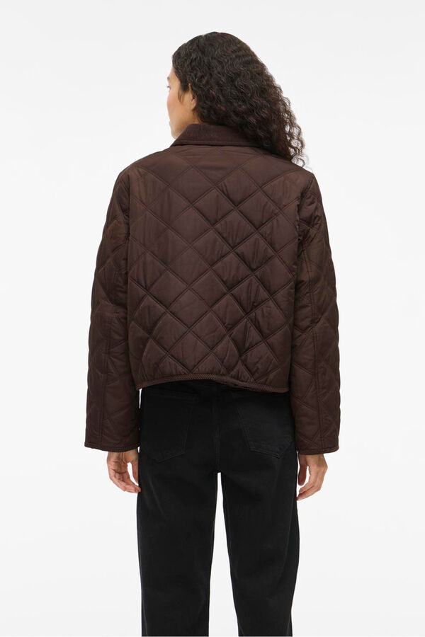 Vila Sobretudo acolchoado acolchoado com gola de veludo cotel&ecirc; Castanho