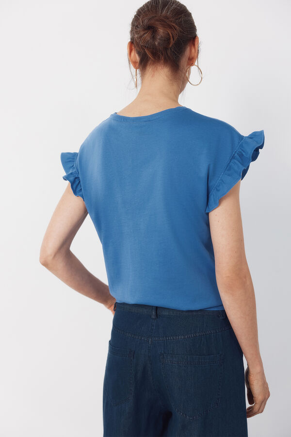 Cortefiel Camiseta b&aacute;sica volante Azul