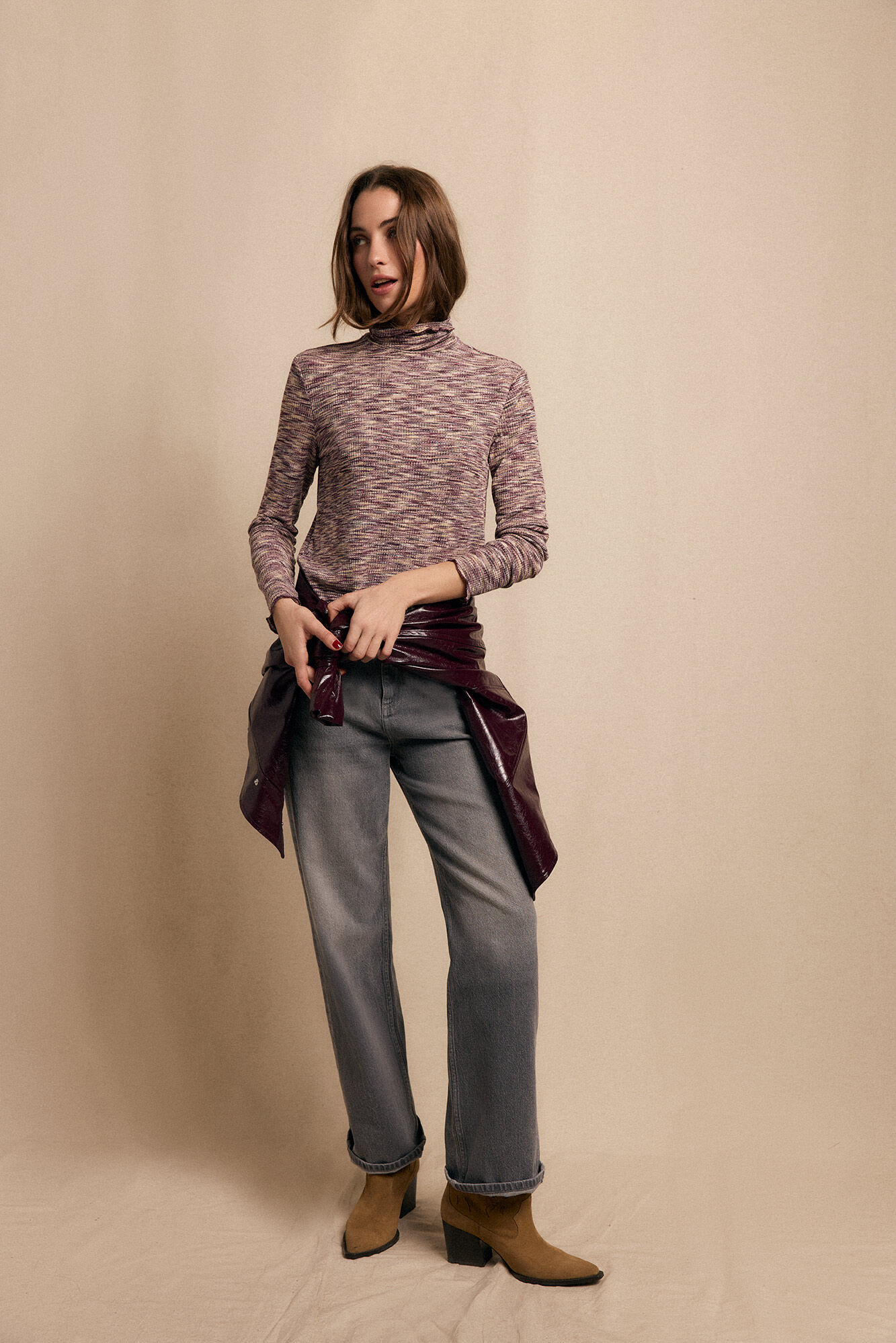 Slowlove Camiseta cuello alto melange