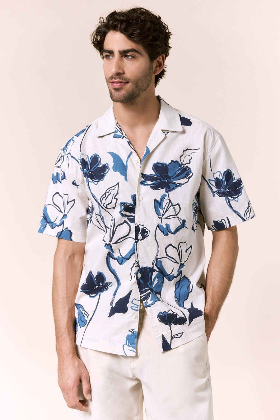 Camisa print algodón manga corta