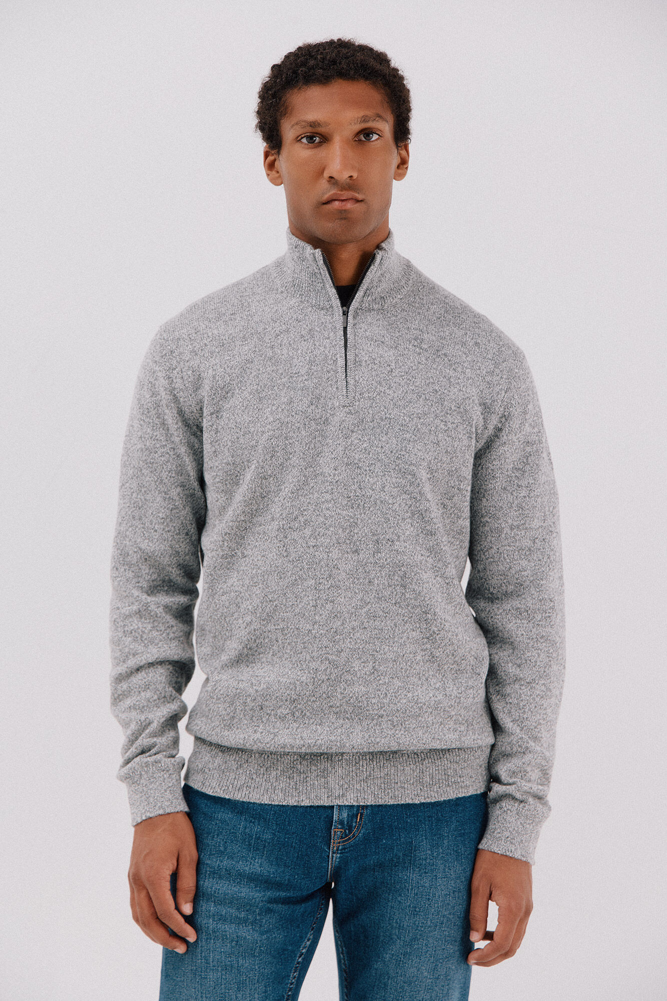 Cortefiel Jersey lana torzal cuello cremallera