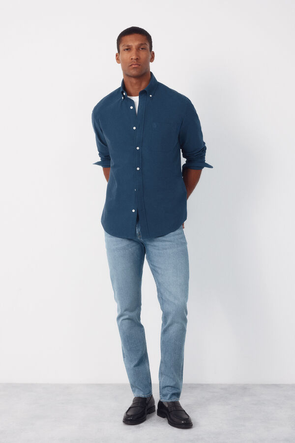 Cortefiel Plain Oxford shirt Blue