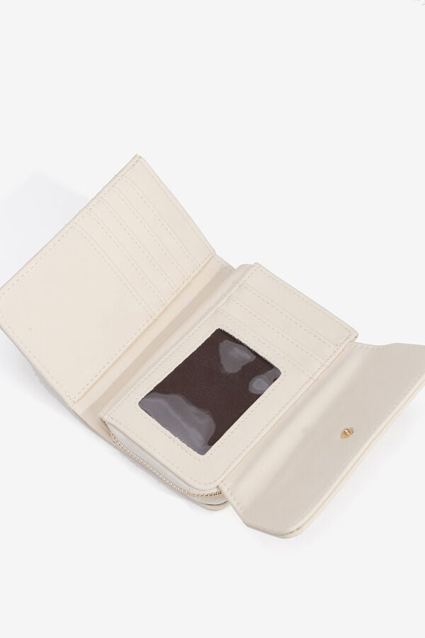 Vilanova Monedero con solapa y efecto gamuza Marfil