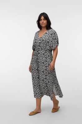 Vestido 7/8 estampado de manga corta talla grande