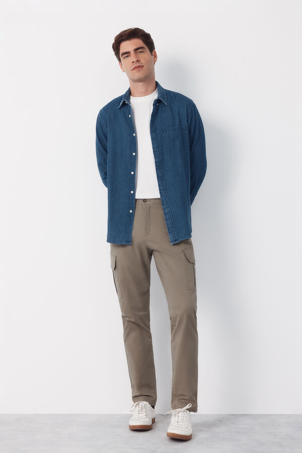 Cortefiel Pantal&oacute;n cargo tapered Kaki