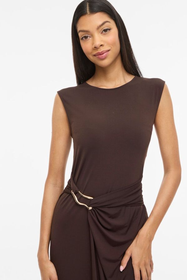 Vila Midi dress with appliqu&eacute; Dark brown