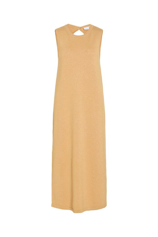 Vila Vestido midi de punto canal&eacute; abotonado Dorado
