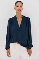 Cortefiel Blusa satinada fluida Blue