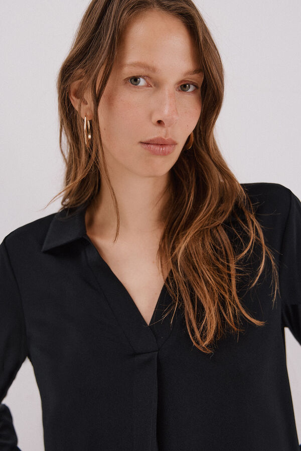 Cortefiel Camiseta cuello polo Negro