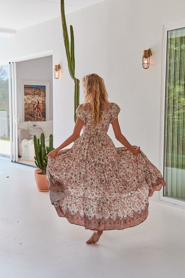 Jaase Vestido largo Melissa Estampado marr&oacute;n
