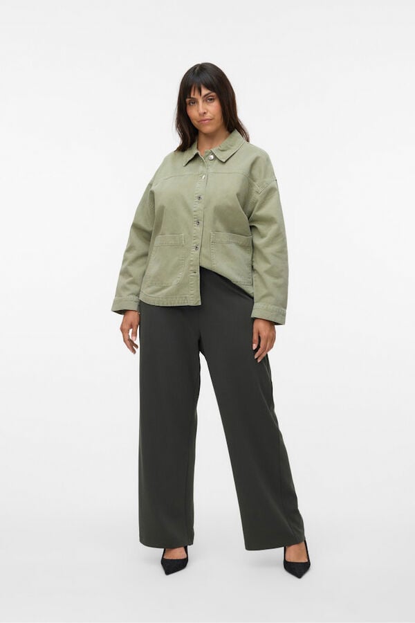 Vero Moda Curve Pantal&oacute;n ancho fluido talla grande Gris oscuro