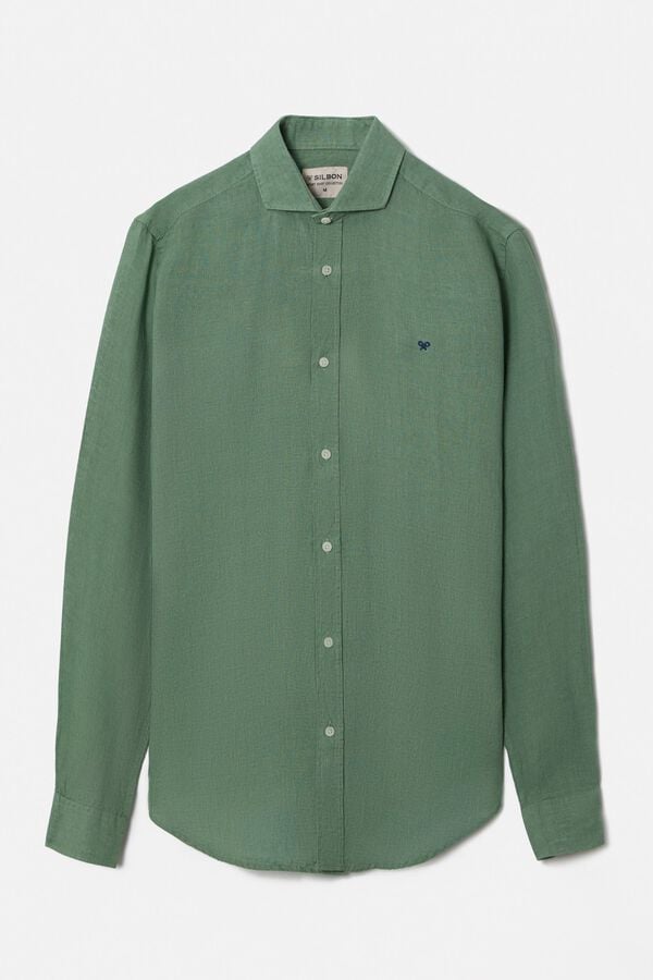 Cortefiel Camisa sport linen Green