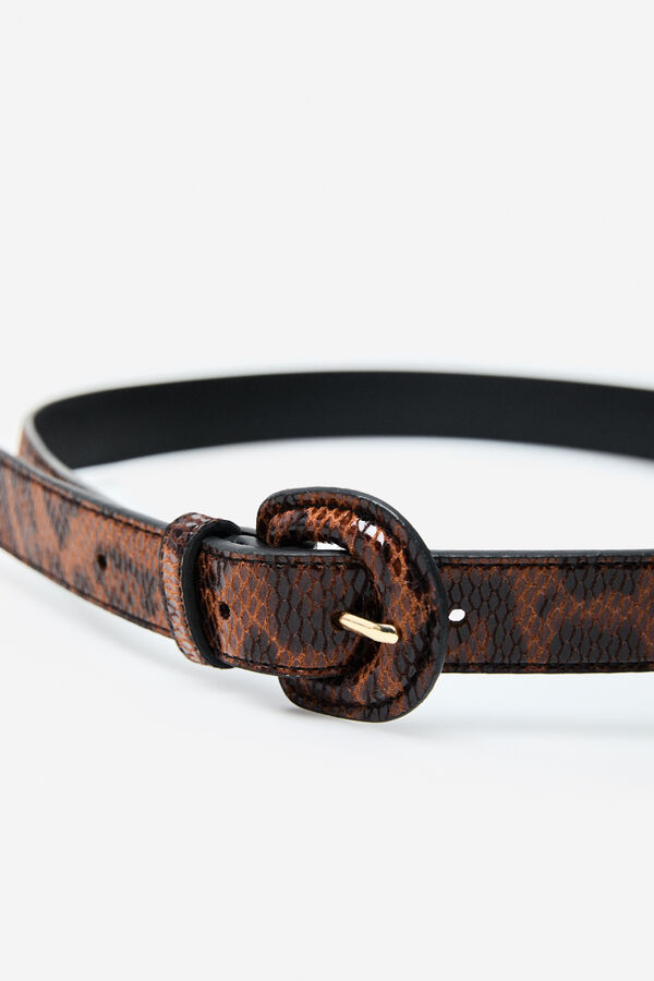 Cortefiel Cintur&oacute;n hebilla forrada Caqui