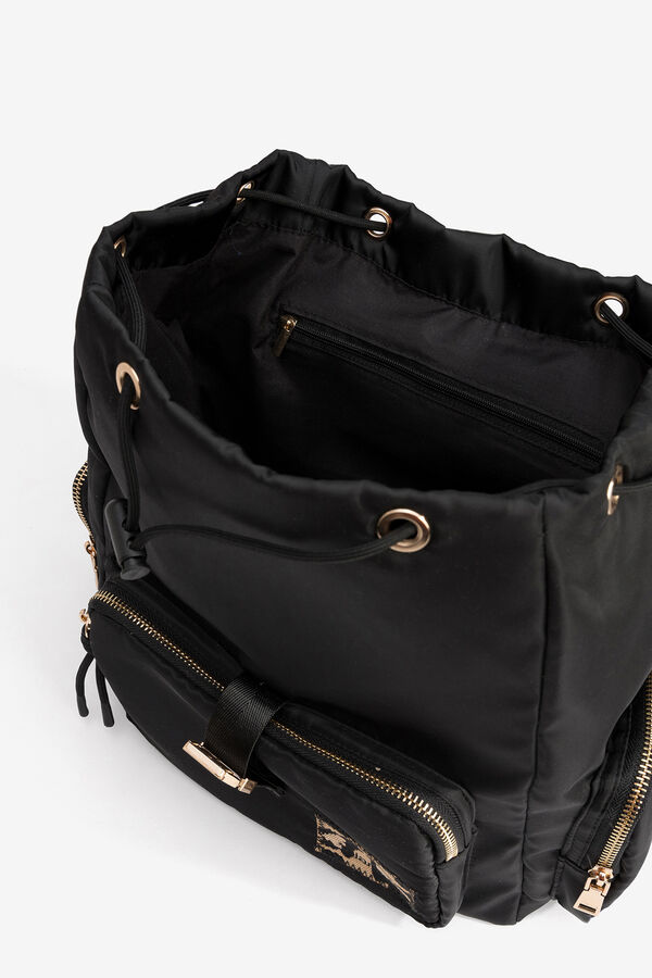 Vilanova Mochila acolchoada com aba Preto