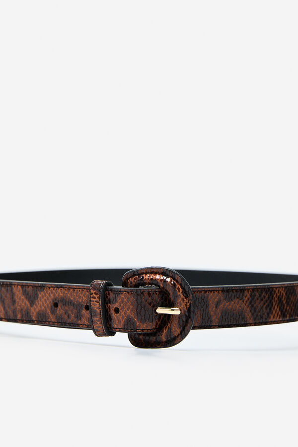 Cortefiel Cintur&oacute;n hebilla forrada Caqui