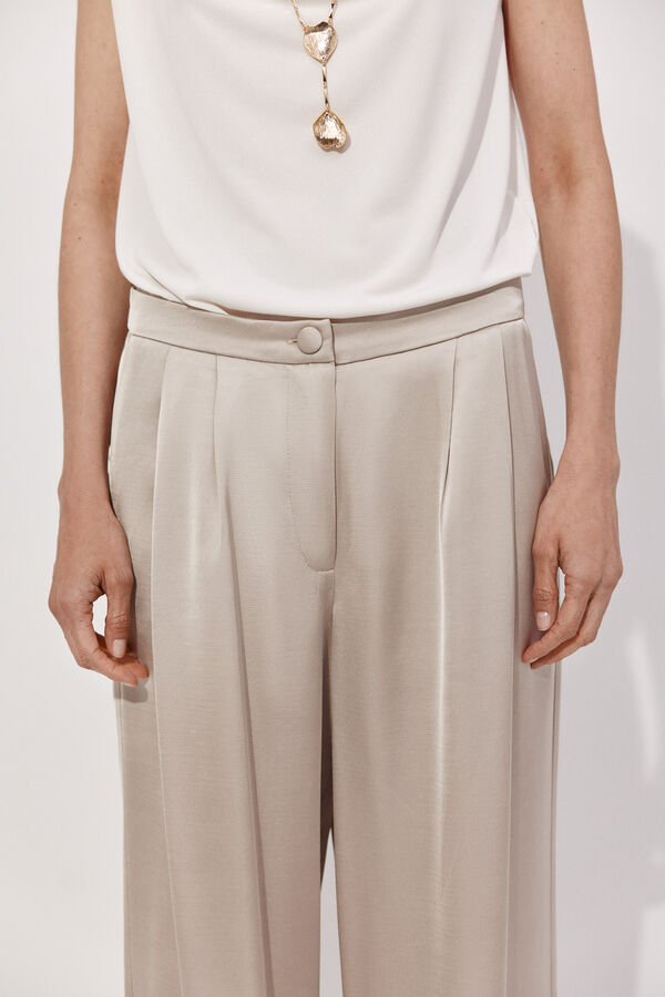 Cortefiel Palazzo trousers with pleats Beige