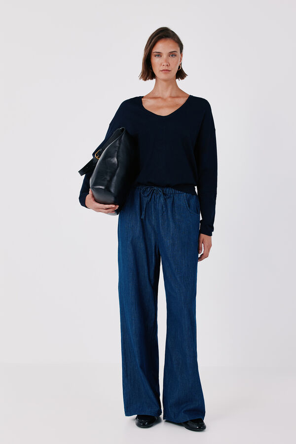 Cortefiel Camisola com decote em bico Azul