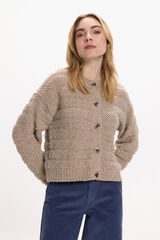 Vila Buttoned jersey-knit cardigan with wool Nude