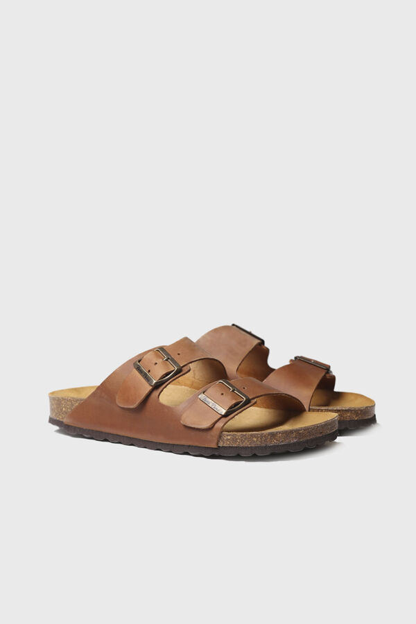 Toni Pons Sandalia en piel de hombre Marr&oacute;n