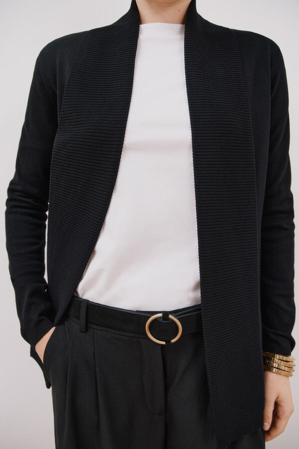 Cortefiel Chaqueta cuello chal Black