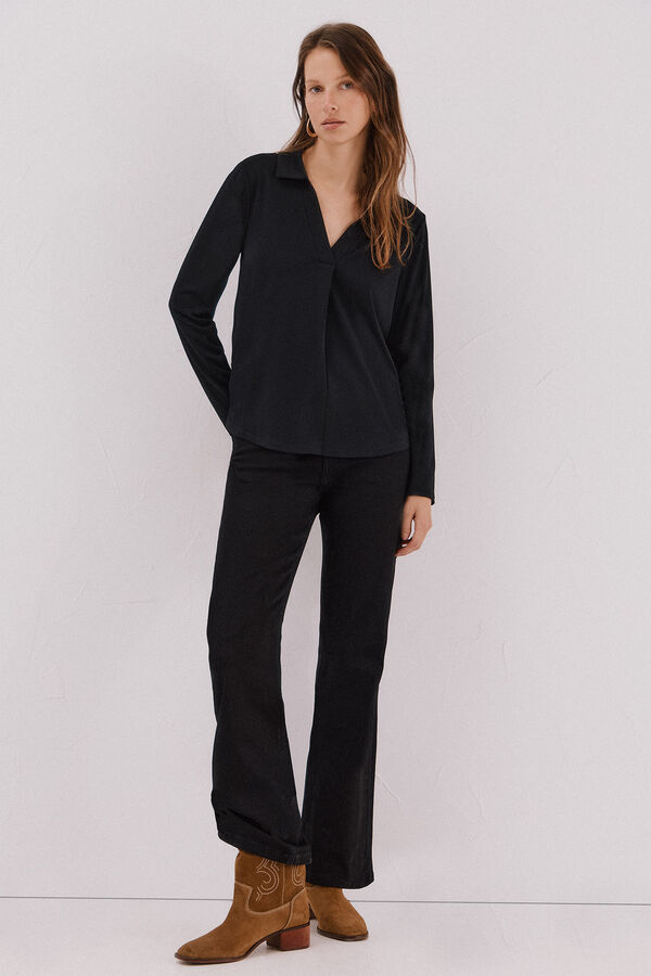 Cortefiel Camiseta cuello polo Negro