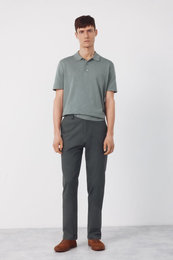 Cortefiel Jersey polo manga corta algod&oacute;n Kaki