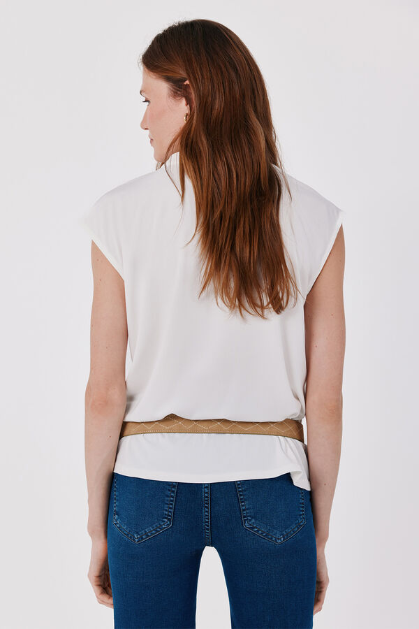 Cortefiel Camiseta b&aacute;sica cuello mao desmentido Blanco
