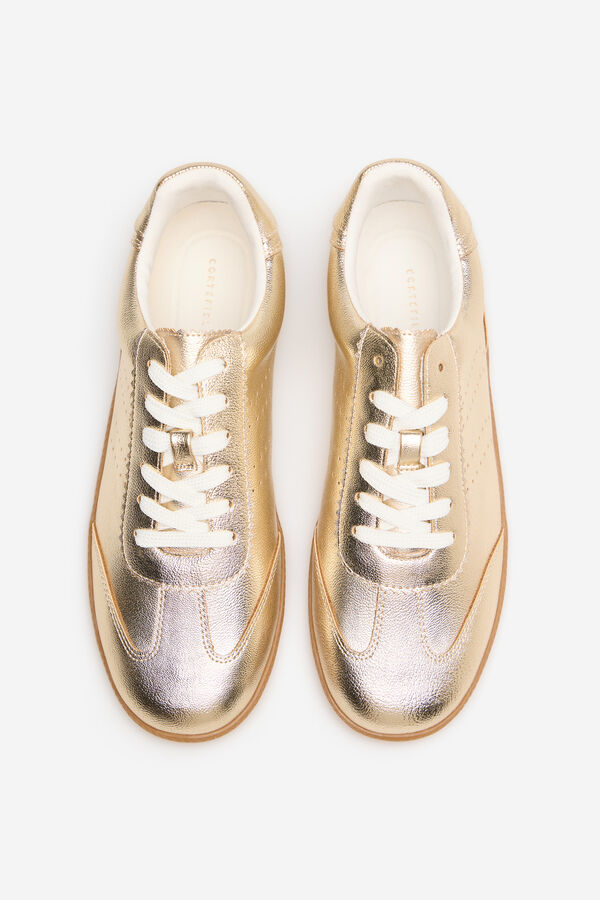 Cortefiel Zapatilla dorada Dorado