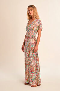 Molly Bracken Vestido largo de manga corta con estampado