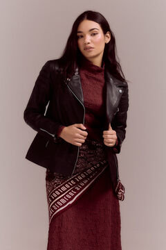 Slowlove Cazadora biker de napa con acolchado en hombros Negro