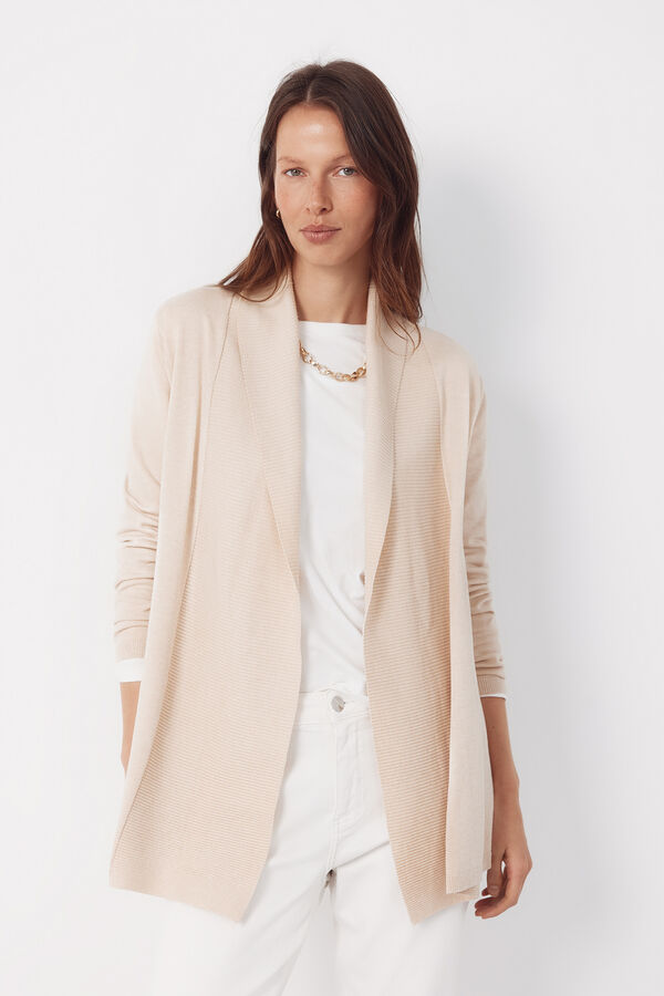 Cortefiel Chaqueta cuello chal Beige