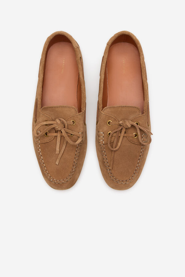 Cortefiel Mocas&iacute;n piel serraje Marr&oacute;n