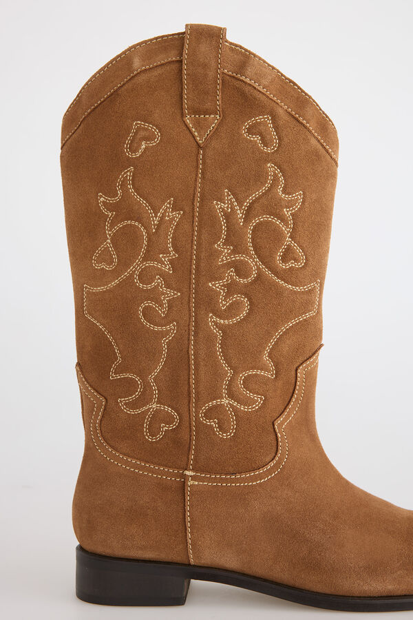 Slowlove Flat split leather boot Camel