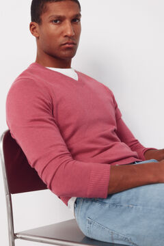 Cortefiel Jersey punto algod&oacute;n cuello pico b&aacute;sico