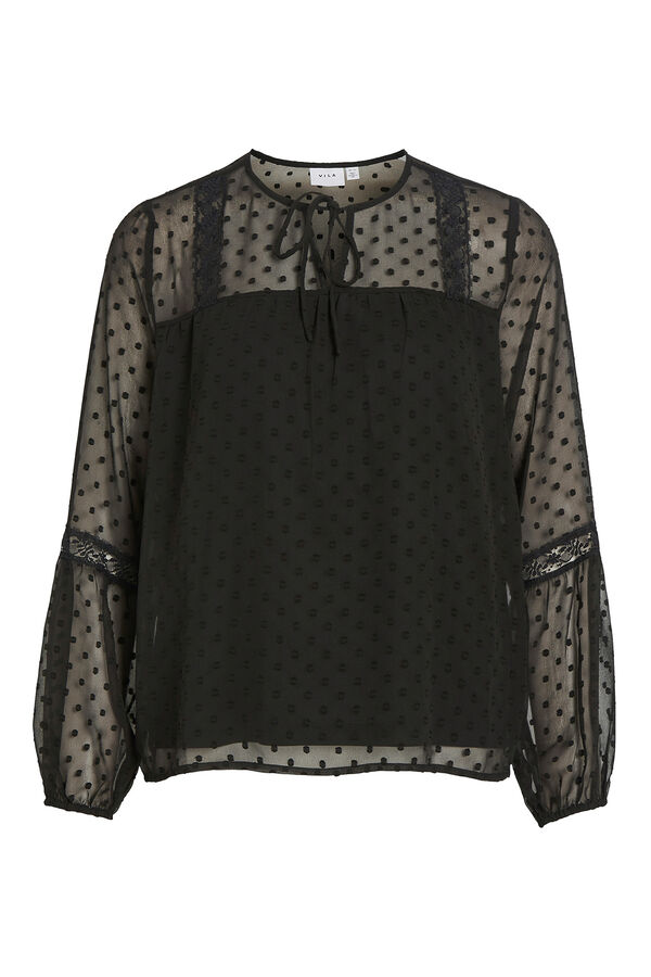Vila Blusa manga larga plumeti Negro