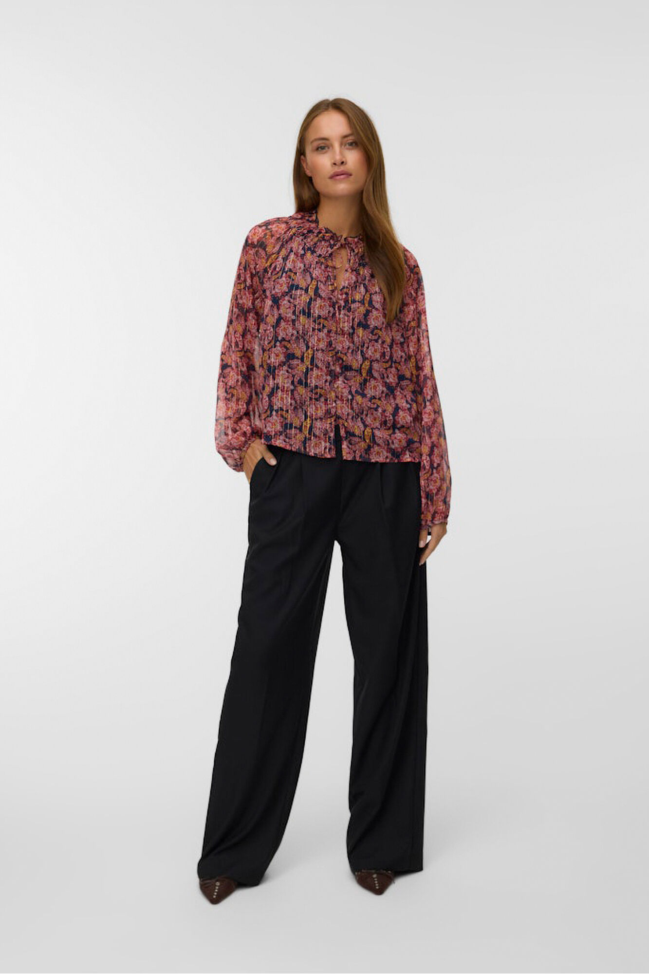 Vero Moda Top de chiffon de manga comprida 