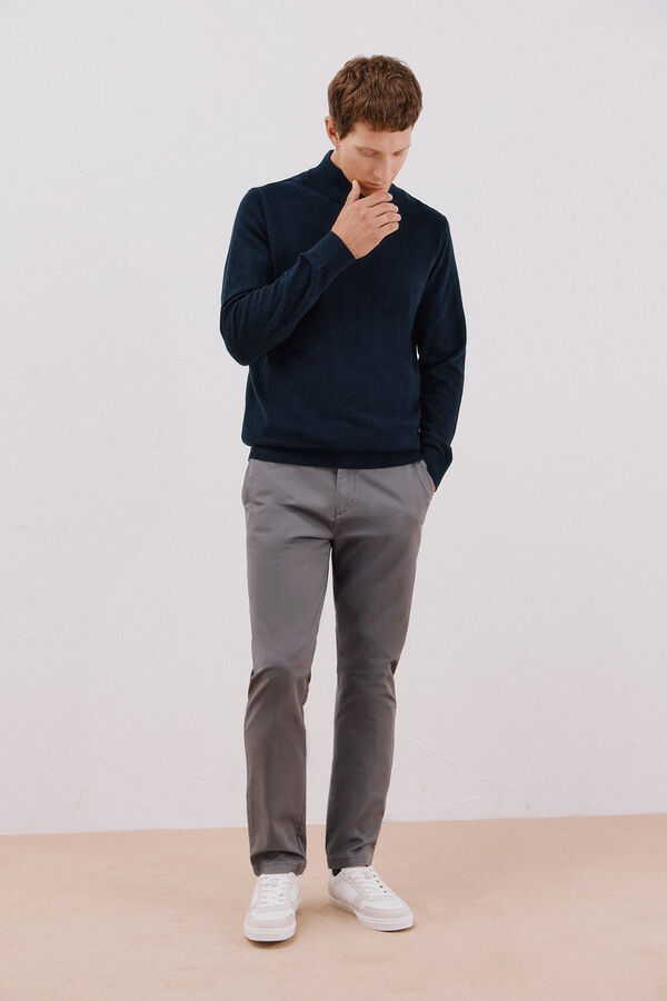 Cortefiel Jersey algod&oacute;n cashmere cuello alto botones Azul marino