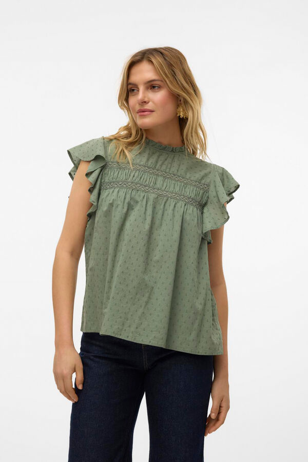 Vero Moda Fluid round neck blouse Dark green