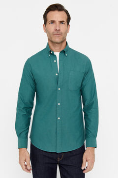 Cortefiel Camisa oxford liso Verde